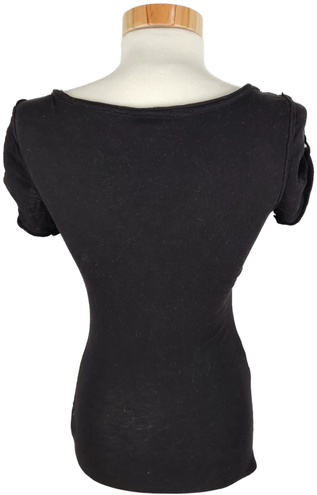 T-Shirt "H&M", kurzarm mit Rundausschnitt und Knopfleiste, schwarz, Größe XS – Bild 3