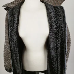 Mantel - Polyester - Samt Crinkleoptik mit Kapuze, Gr. ca. XL   - Bild 4