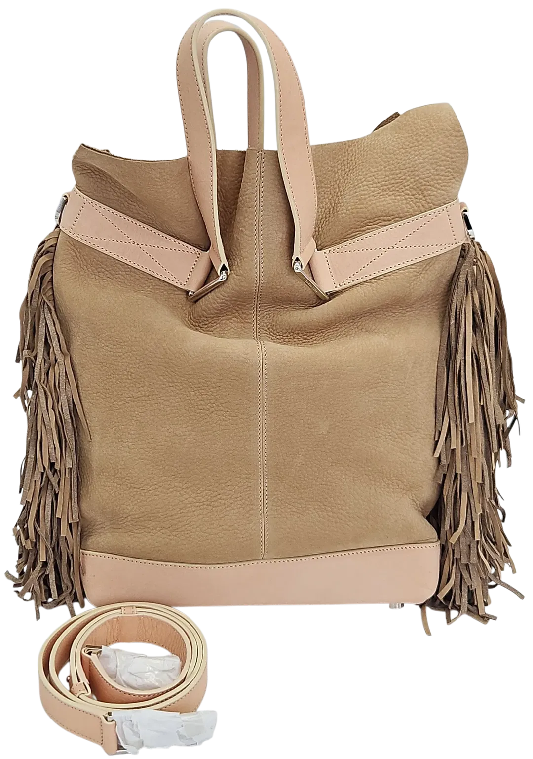 Max V. Koenig Damen Handtasche mit Fransen, beige/creme - Höhe ca. 37 cm  - Bild 1