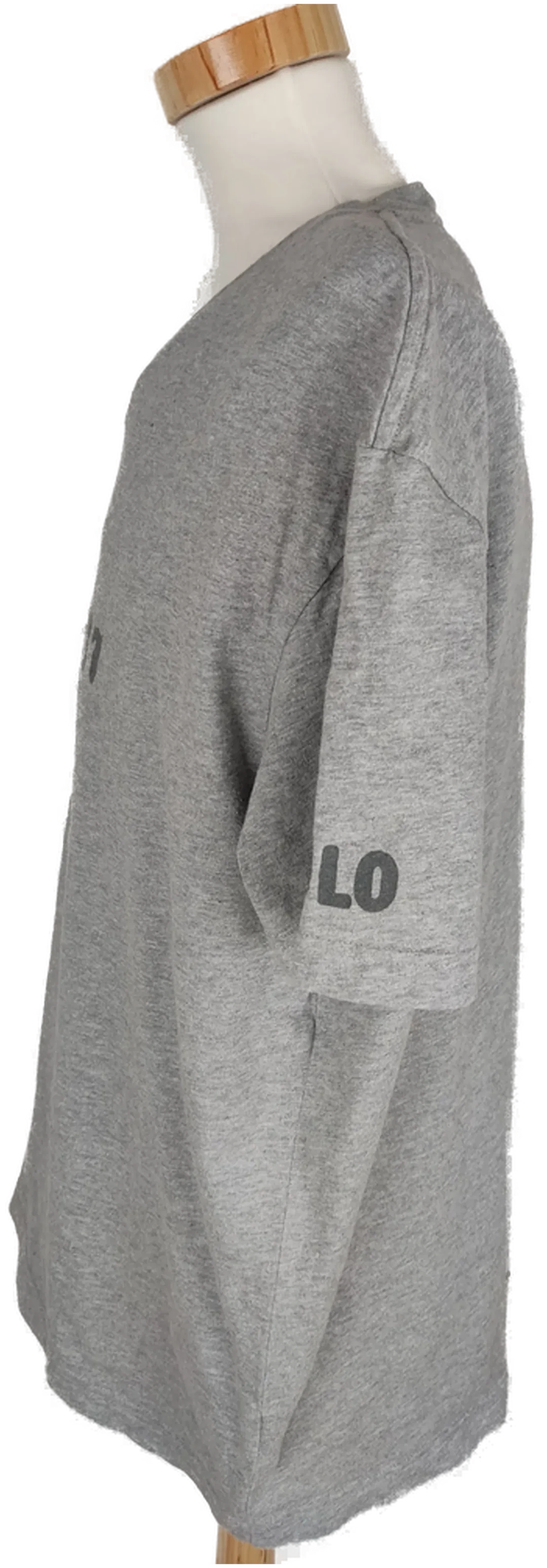 T-Shirt "by Polo Ralph Lauren", kurzarm mit V-Ausschnitt, hellgrau mit Schriftzug, Größe L – Bild 2