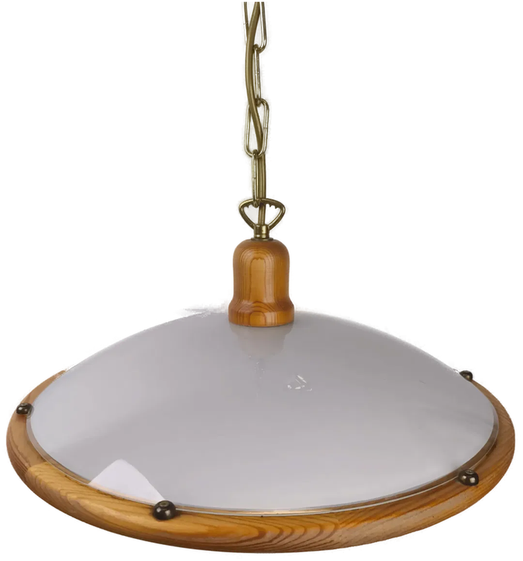 Zeitlose Deckenlampe mit Glasschirm/ Holz - Bild 4