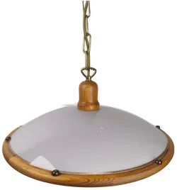 Zeitlose Deckenlampe mit Glasschirm/ Holz - Bild 1