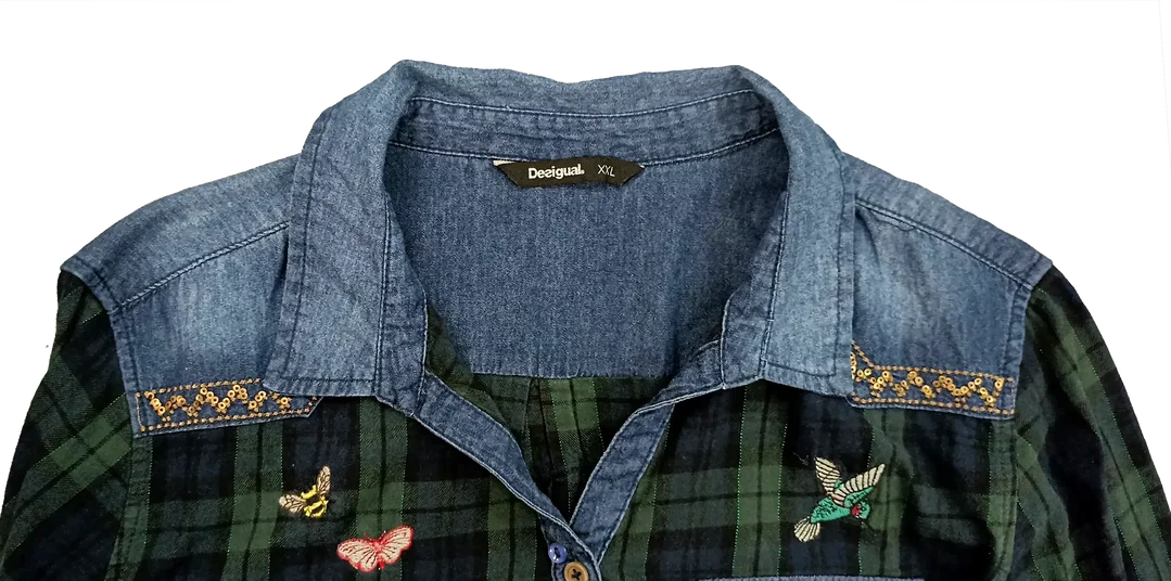 Desigual Damen Bluse blau/grün gemustert Gr. XXL – Bild 3