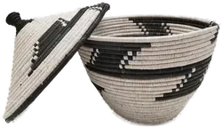 Boho Korb mit Deckel 24cm hoch - geflochten - Bild 2