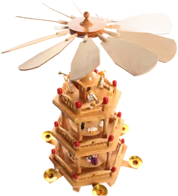 Große Erzgebirge Weihnachtspyramide – 3-stöckig – Holz – Engel & Krippenfiguren – ca. 46,5 cm - Bild 4