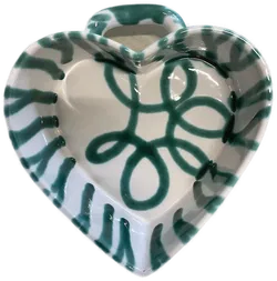 Gmundner Keramik - Herz für Wand - grüngeflammt - Bild 1