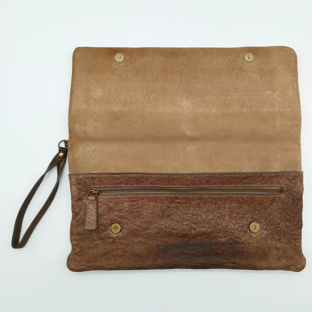 Minoronzoni 1953 Vintage Handtasche/Clutch mit Nieten | Leder | Braun – Bild 2