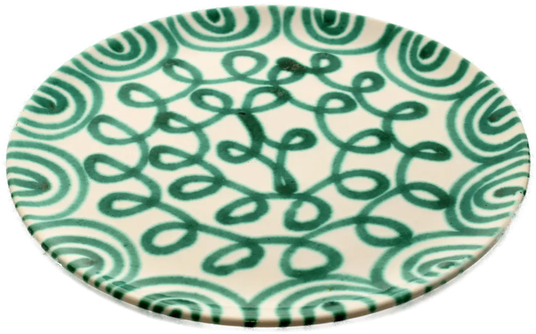 Gmundner Keramik Frühstücksteller – Dekor Grün geflammt – Handgemacht in Österreich - Bild 1