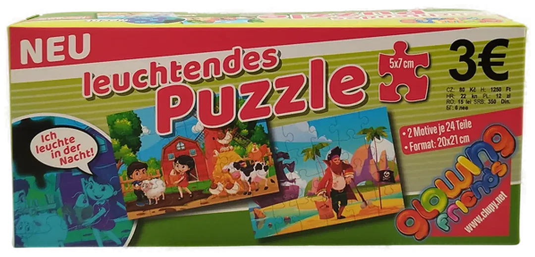 Kinderpuzzle, Nachtleuchtend, 2 Motive je 24 Teile, ab 3 Jahren | Gute-Nacht-Zauber - Bild 1