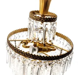 Alter Kristall Kronleuchter auf 5 Ebenen Glasabhang 3-flammig E14 - Bild 3