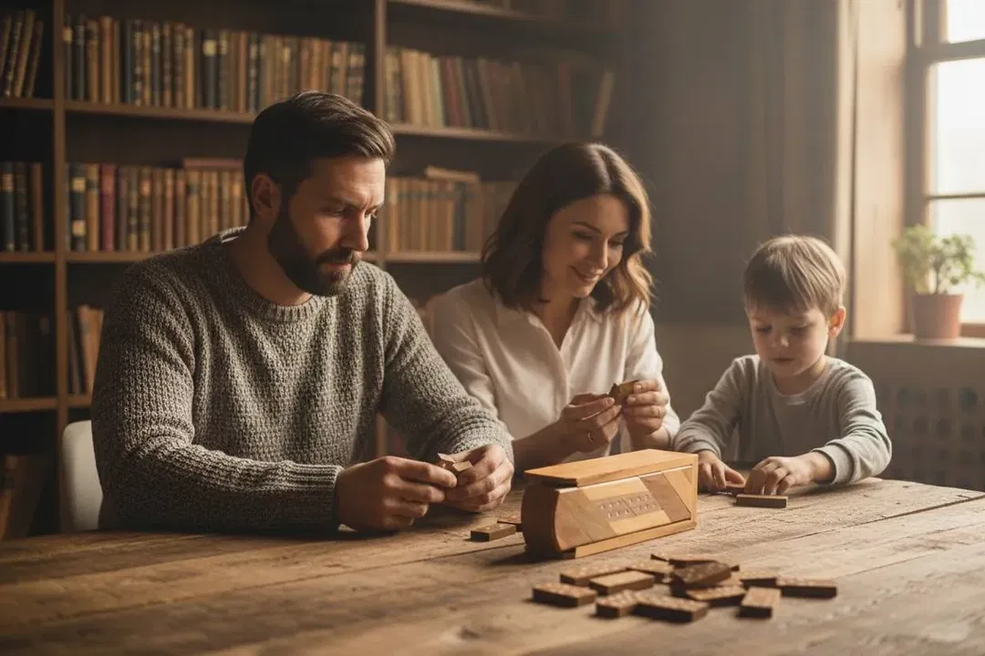 Holz-Domino Spiel – klassisches Dominospiel in Holzkiste - Bild 1