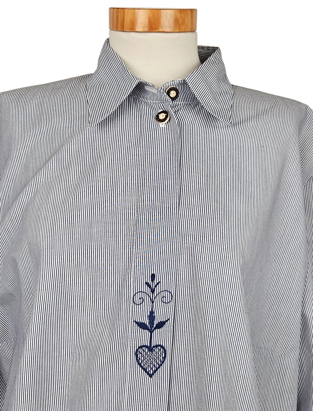 Rena Moden Vintage Damen Trachtenbluse, blau/weiß - Gr. XL  – Bild 4