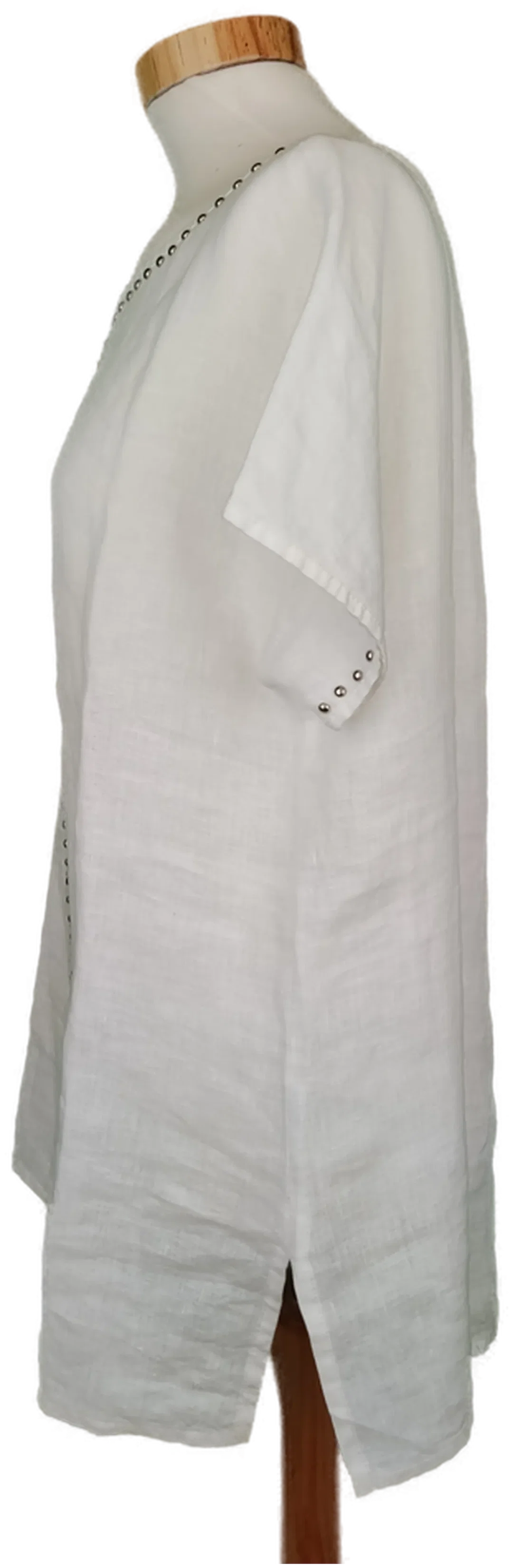 La Fabbrica Del Lino Damen T-Shirt weiß - 38/M – Bild 3