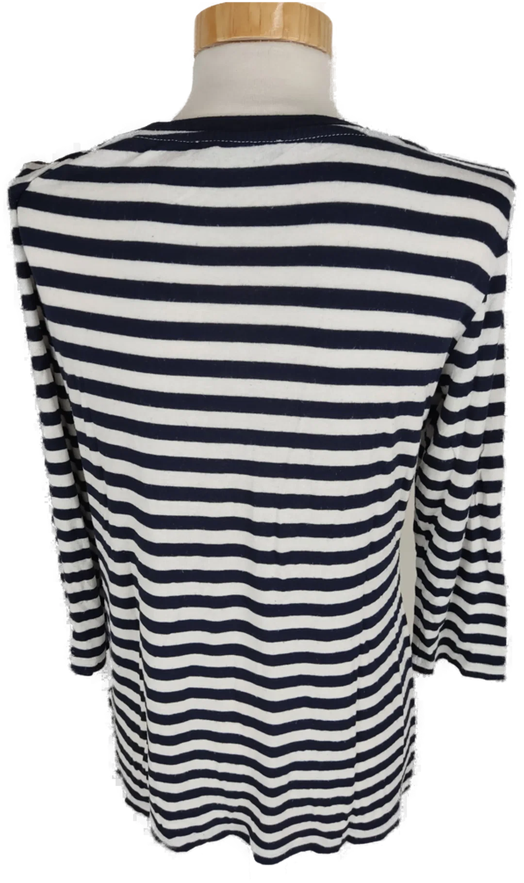 T-Shirt "Esprit", dreiviertelarm mit Rundhalsausschnitt, blau/weiß gestreift mit Einsatz, Größe L – Bild 3