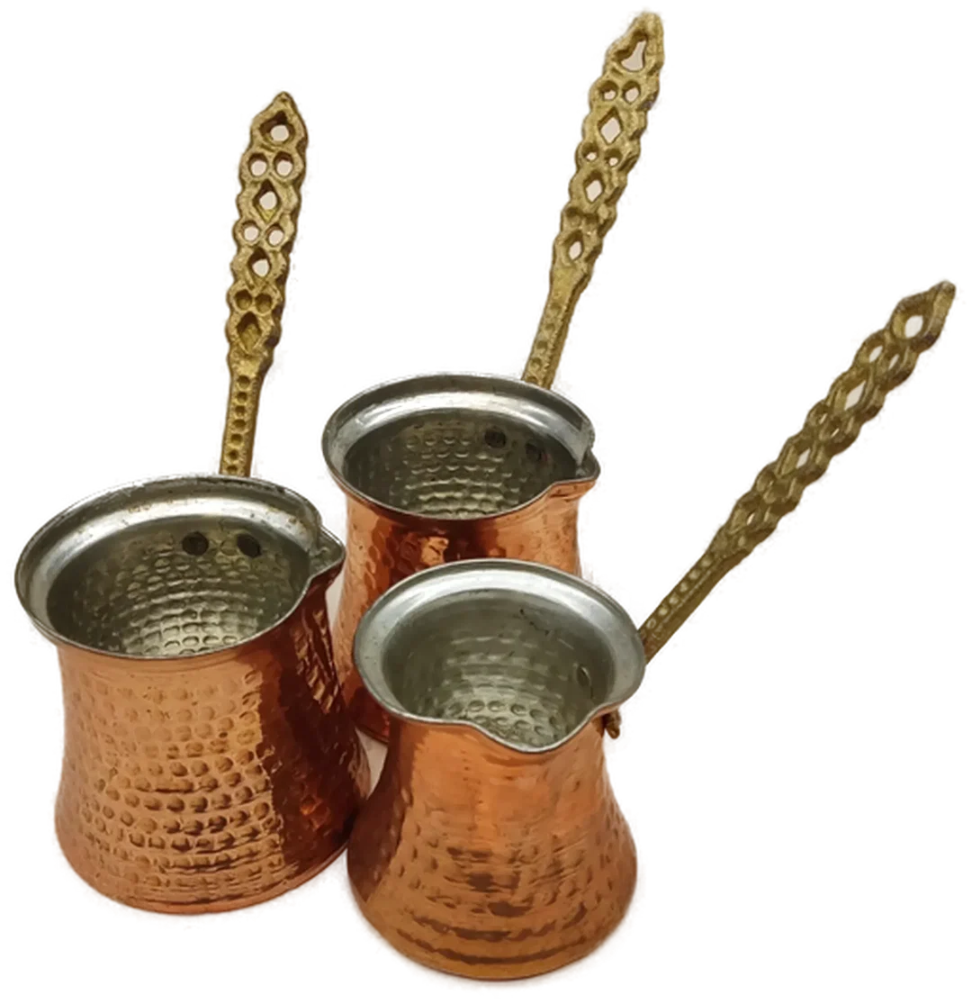3-teiliges Türkische Kaffeekannen Set aus Kupfer – Bild 1