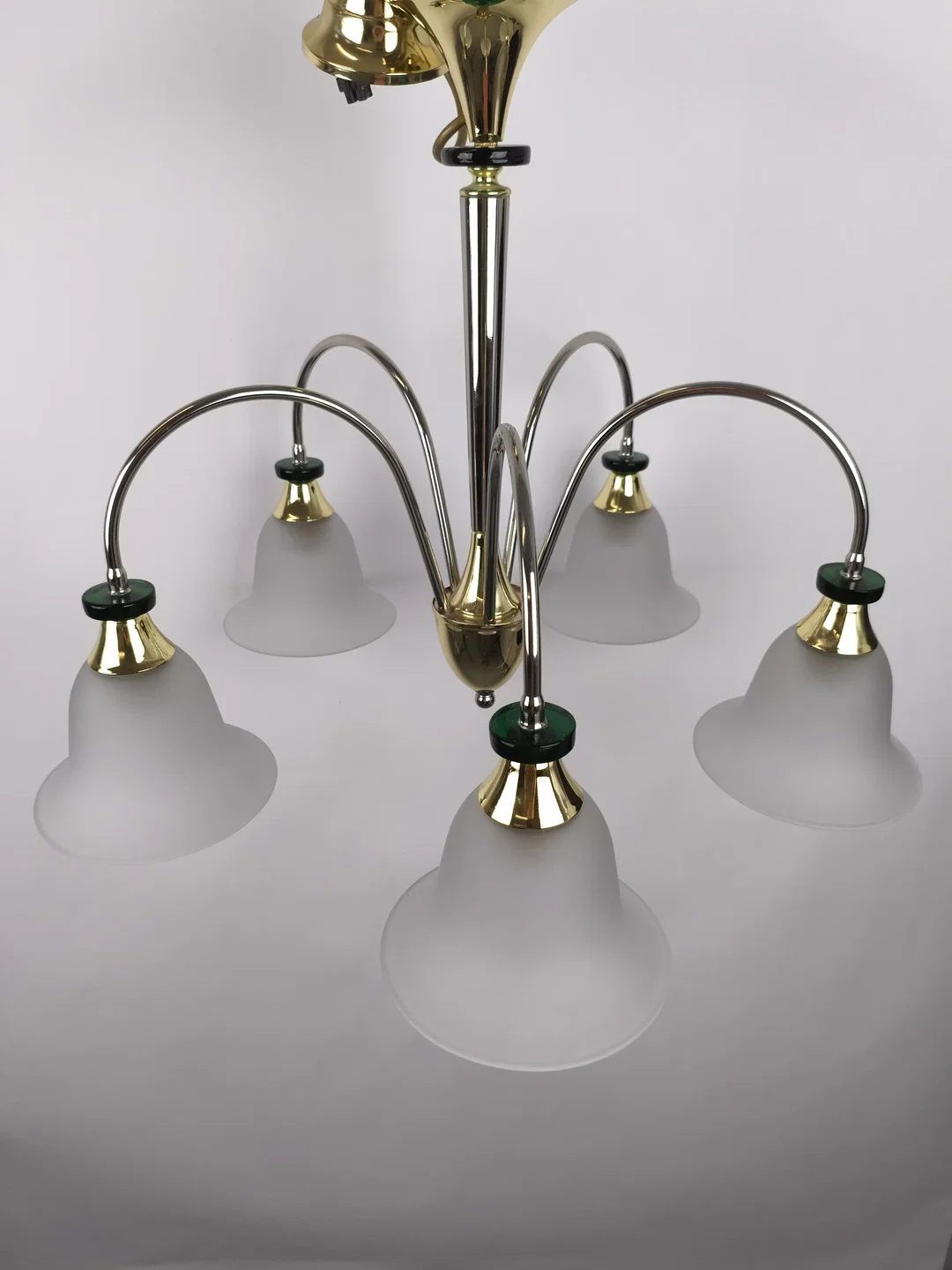 Deckenlampe, Luster 5-flammig, Messing/Glas – Bild 2