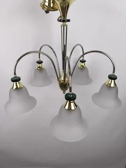Deckenlampe, Luster 5-flammig, Messing/Glas – Vorschau 2