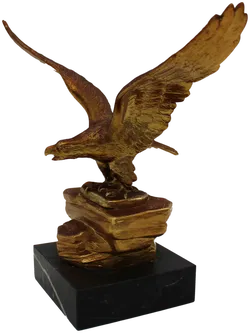 Massive Adler Figur aus Metall auf Marmorsockel – ca. 23 x 21 cm – dekorative Skulptur - Bild 3