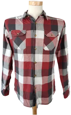 Shine Fashion Herrenhemd rot, schwarz kariert - Gr. M  - Bild 1