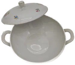 Suppenterrine Souciere mit Blumendekor und Goldrand - Bild 3