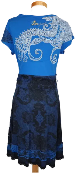 Desigual Damen Kleid blau/schwarz/weiß gemustert - XL/44 - Bild 2