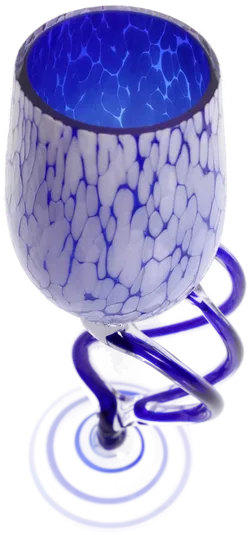 Handgefertigtes Weinglas aus Kunstglas, blau-weiß, Höhe ca. 25 cm, Unikat - Bild 2