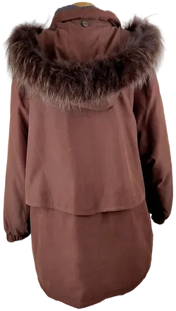 Jacke langarm mit Stehkragen und Kapuze, dunkelbraun, Größe 48 - Bild 3