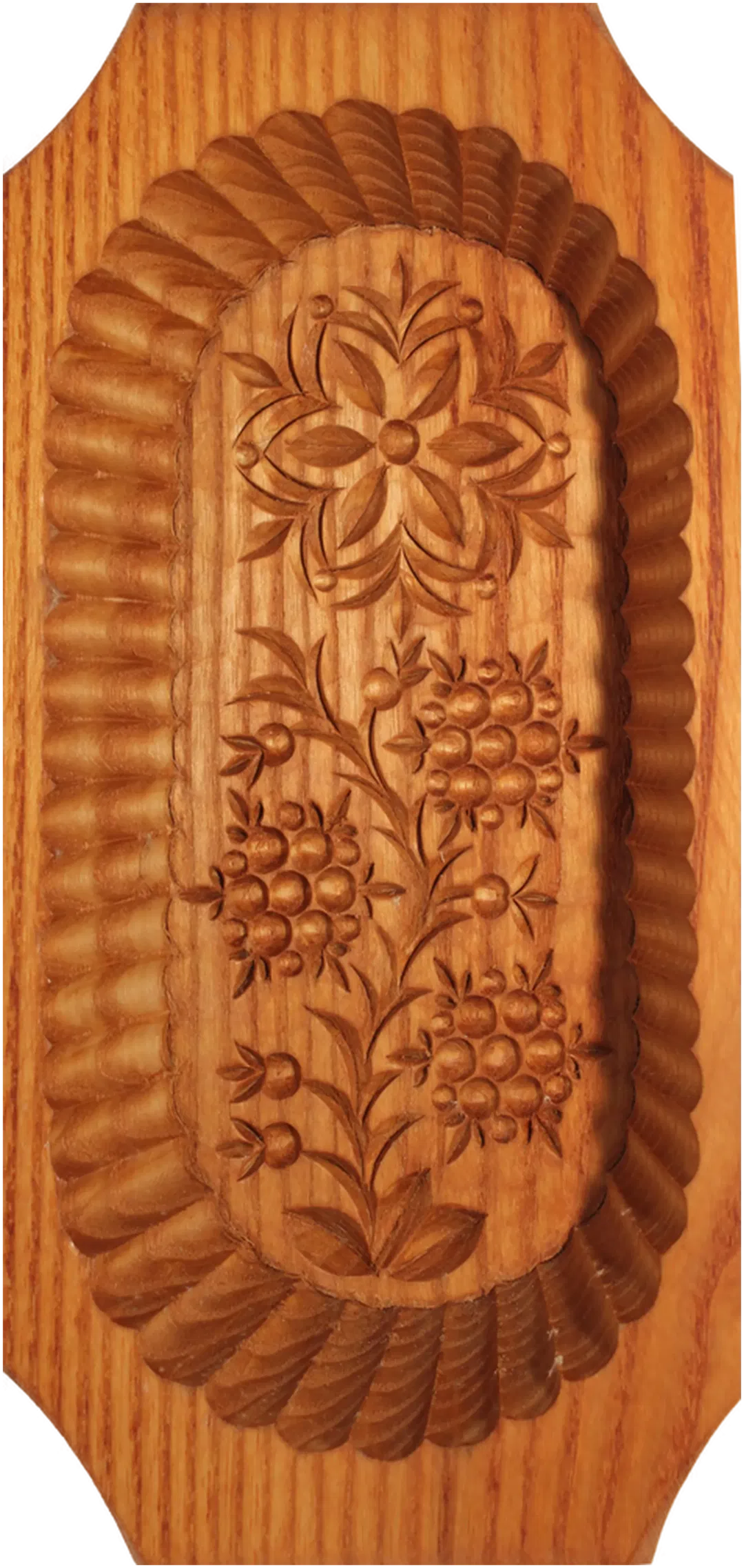 Handgeschnitztes Holzrelief – Florales Motiv, 22 × 11,5 cm, Wanddeko - Bild 1