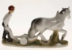 Porzellanfigur Bauer mit Pferdegespann – Handbemalt – Made in Czechoslovakia - Bild 3