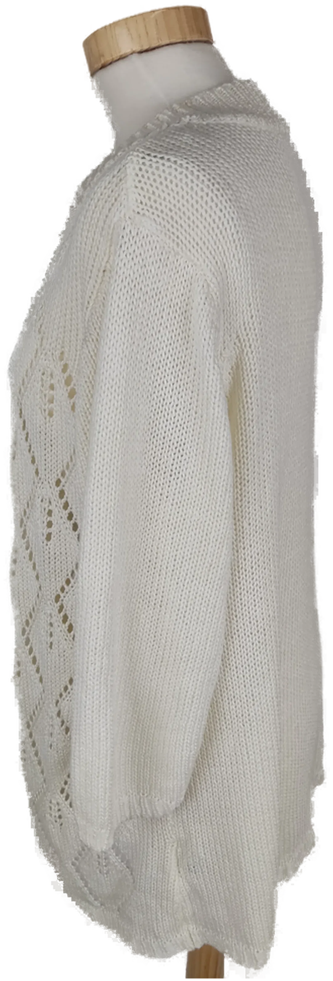 Weste "Outfit Classic", dreiviertelarm mit V-Ausschnitt, weiß/gestrickt, Größe 46 – Bild 3