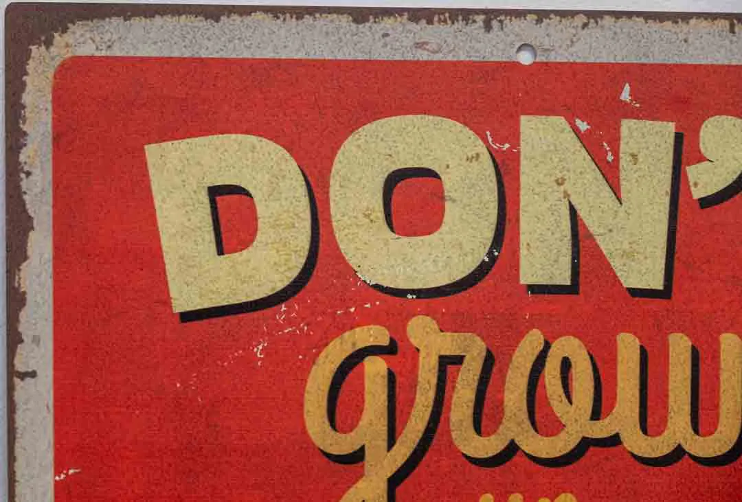 Vintage Blechschild „Don’t grow up it’s a trap“ 30x45 cm – Bild 2