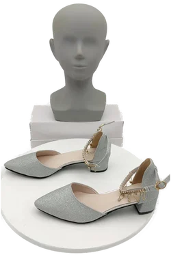 Silberfarbene Glitzer-Pumps mit Strass-Anhängern Gr. 41 | Neu mit Etikett - Bild 6