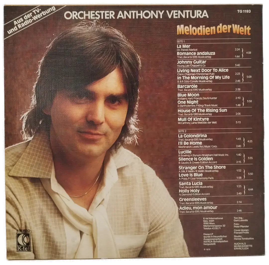 LP Orchester Anthony Ventura (1978) – Internationale Melodien | Retro – Bild 2