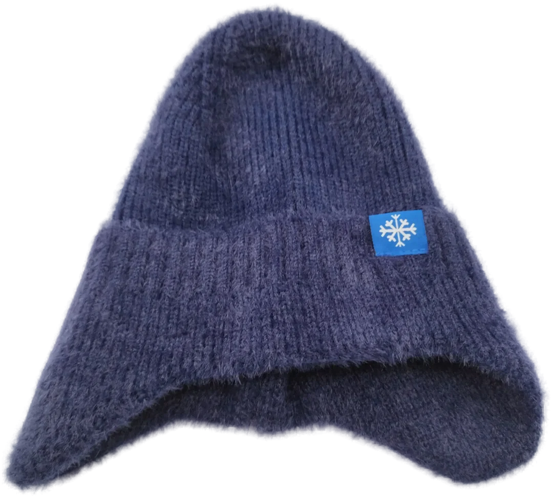 Dunkelblaue Winter-Mütze mit Ohrenschutz – Bild 2