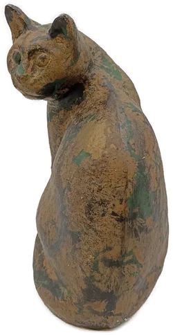 Vintage Gusseisen Katze – Dekorative Tierfigur mit grüner Patina – Vorschau 3