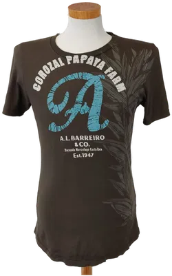 H&M Herren T-Shirt braun mit Aufdruck - Gr. S - Bild 1