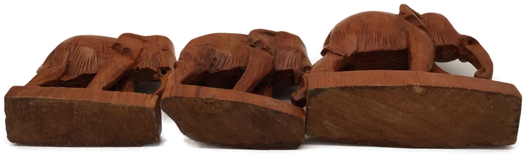 Holzelefanten Figuren, 3er-Set | Vintage-Charme – Bild 3