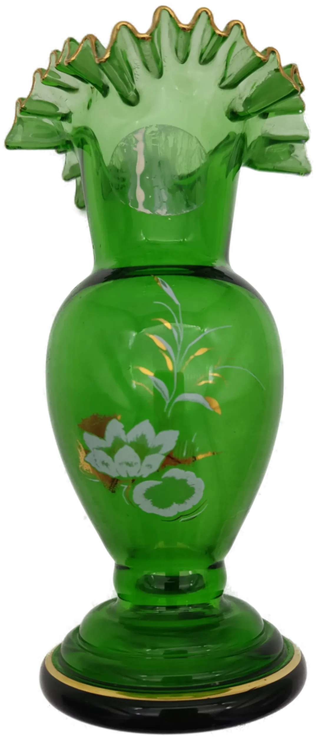 Bohemia Kristallvase mit Blumenmotiv | Handbemaltes Unikat – Bild 2
