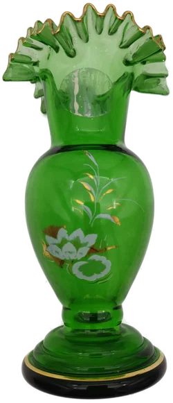 Bohemia Kristall Vase mit handbemalten Blumen - Bild 5