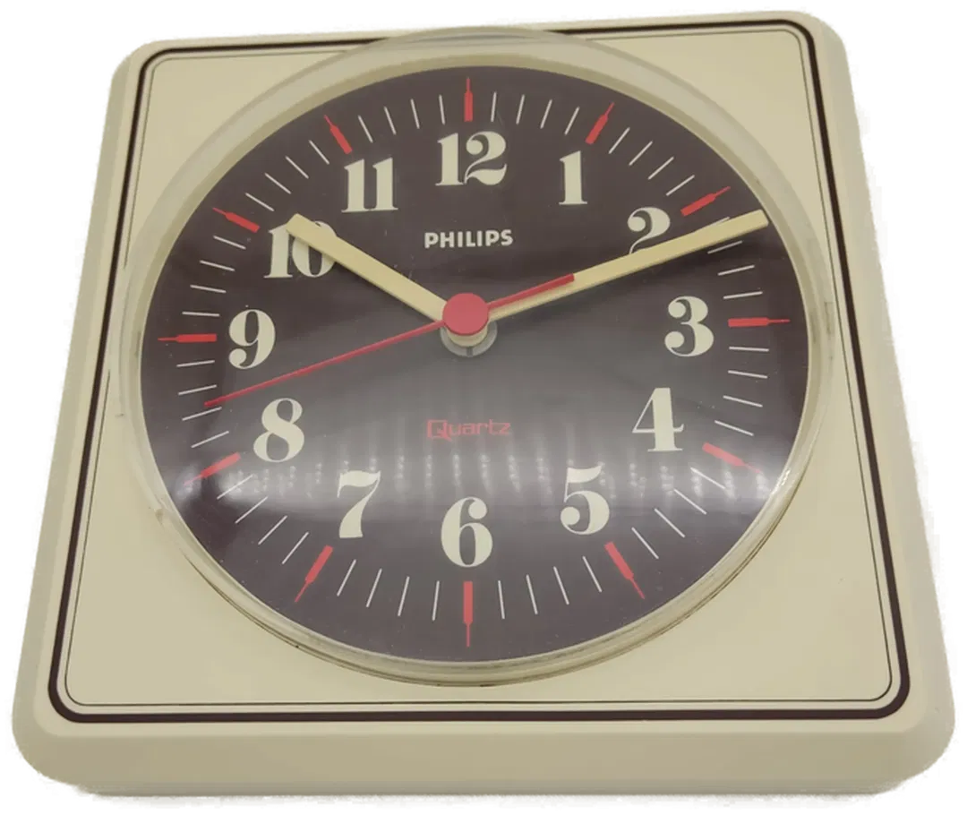 Vintage 1970 Philips Space Age Wanduhr in cremefarbe - Bild 1