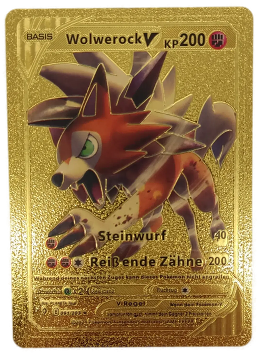 Pokémon Sammelkarte Goldfolie Basis Wolwerock V - Bild 1
