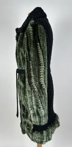 Desigual - Damen - Strick Kunstfell Midi Mantel - Gr. 40 - Bild 3