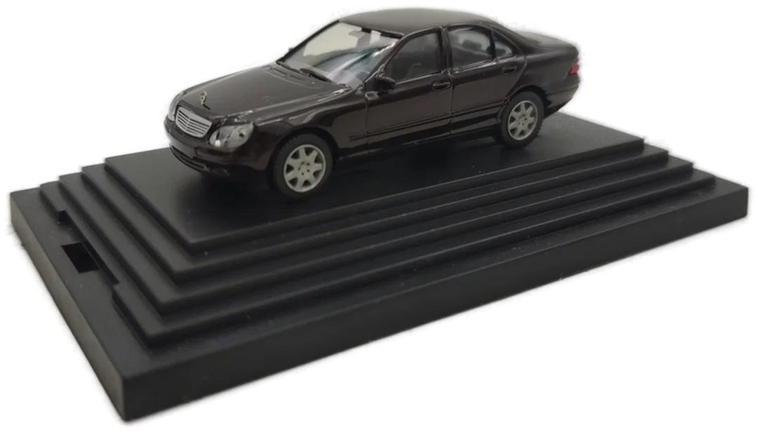 Wiking-Modellauto in Minivitrine, M 1:87, Mercedes-Benz S-Klasse facelift 2003, Dark Purple Metallic – Bild 3