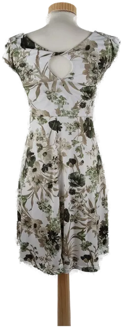 Damen Sommerkleid Ärmellos, weiß mit grünem Blumenmuster, Gr. 38 - Bild 3