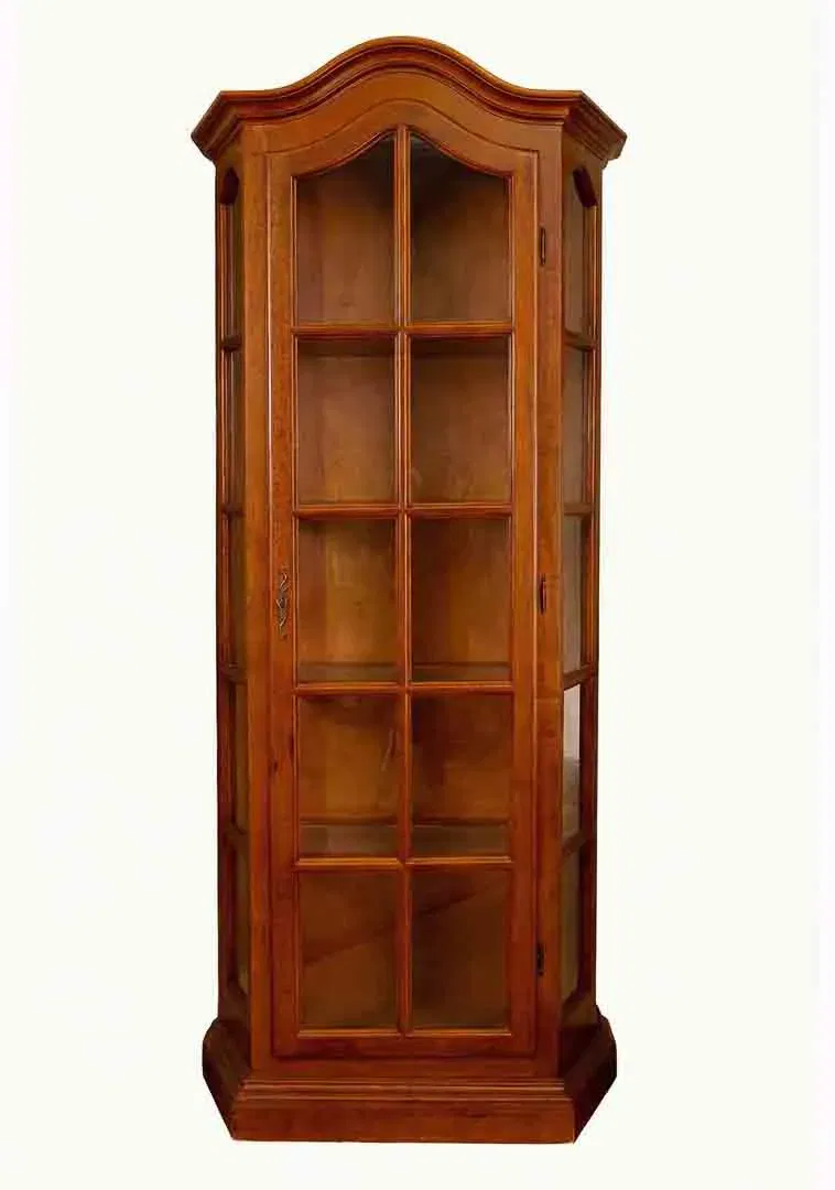 Klassische Glasvitrine, Massivholz, 1-türig, 75x40x190 cm, Vintage - Bild 4