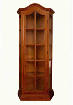 Klassische Glasvitrine, Massivholz, 1-türig, 75x40x190 cm, Vintage - Bild 1