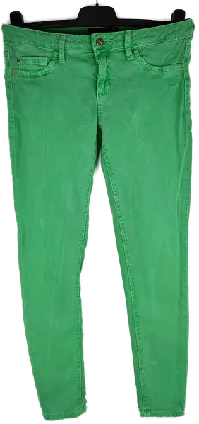 Jeans 'Tally Weijl', lang mit Stretch, grün mit Taschen, Größe 38 - Bild 1