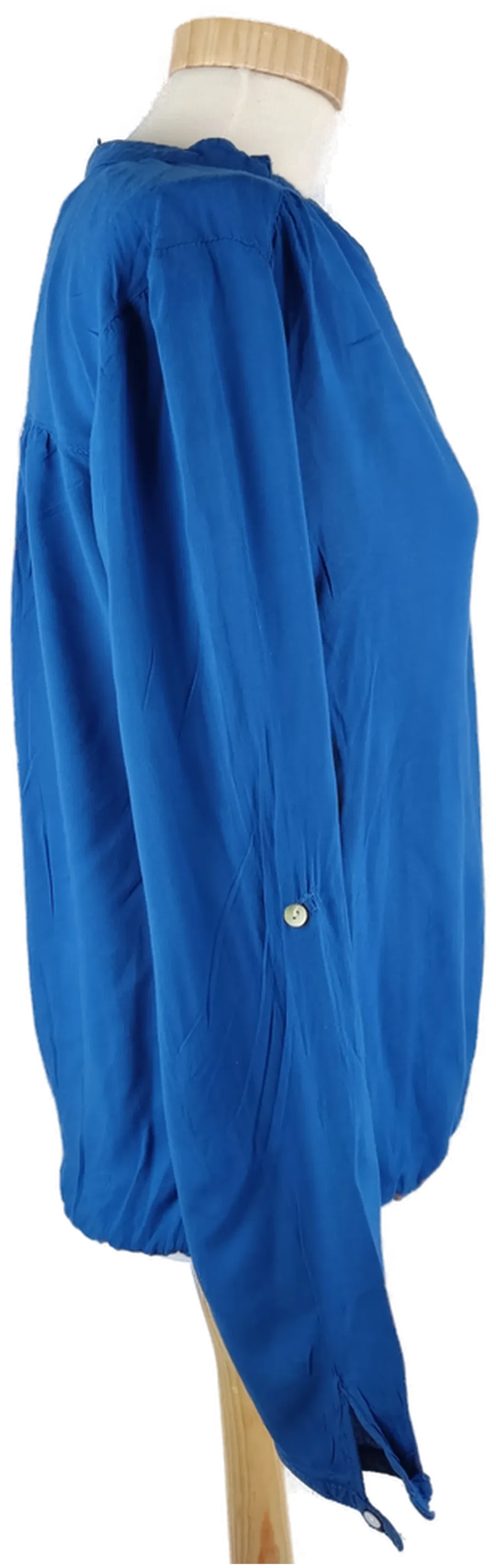 Bluse "Amisu", langarm mit V-Ausschnitt, kobaltblau und Gummizubund, Größe XS – Bild 2