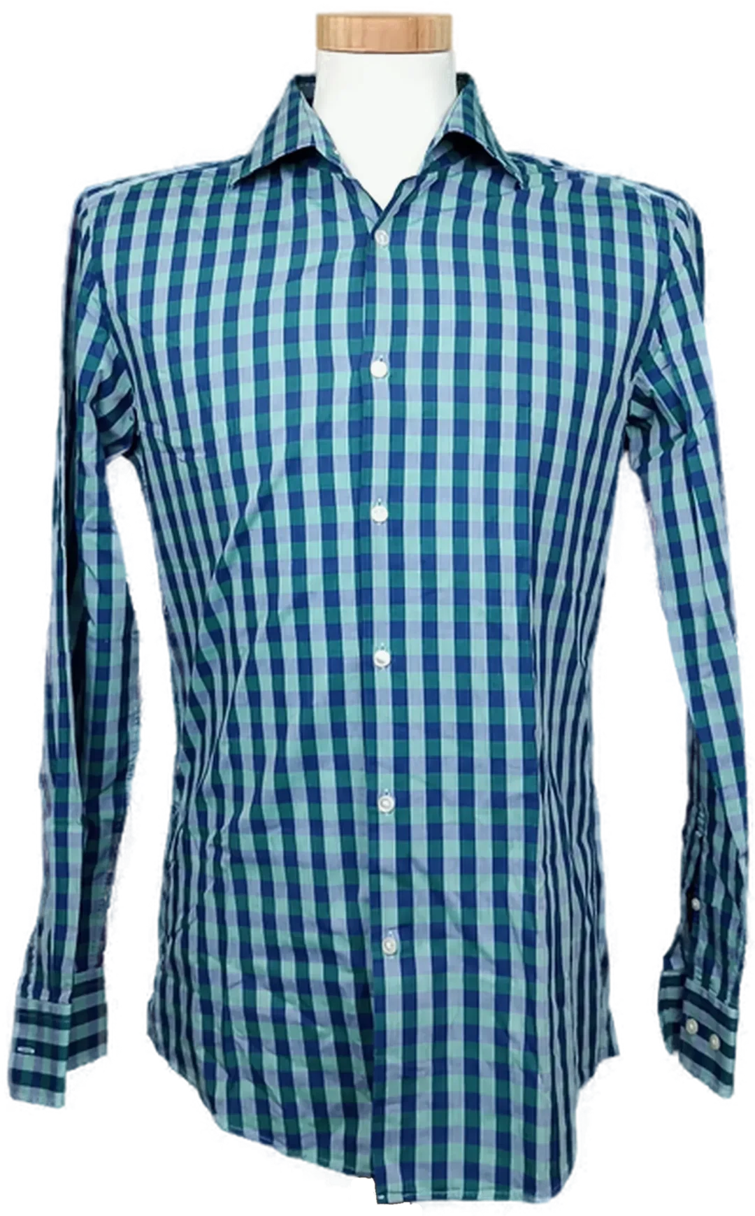 Hugo Boss Herrenhemd kariert grün/blau Gr. M – Bild 1