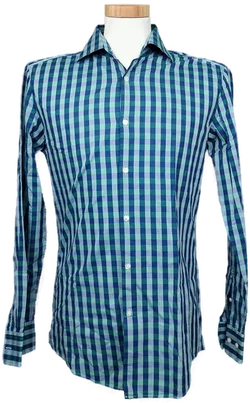 Hugo Boss Herrenhemd kariert grün/blau Gr. M